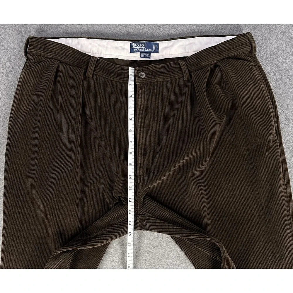 Polo Ralph Lauren Pants Mens 40x30 Brown Andrew Pleated Corduroy Old Money Prep